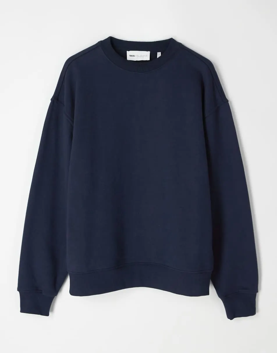 ASOS COLLECTIVE oversized super heavyweight crew in navy