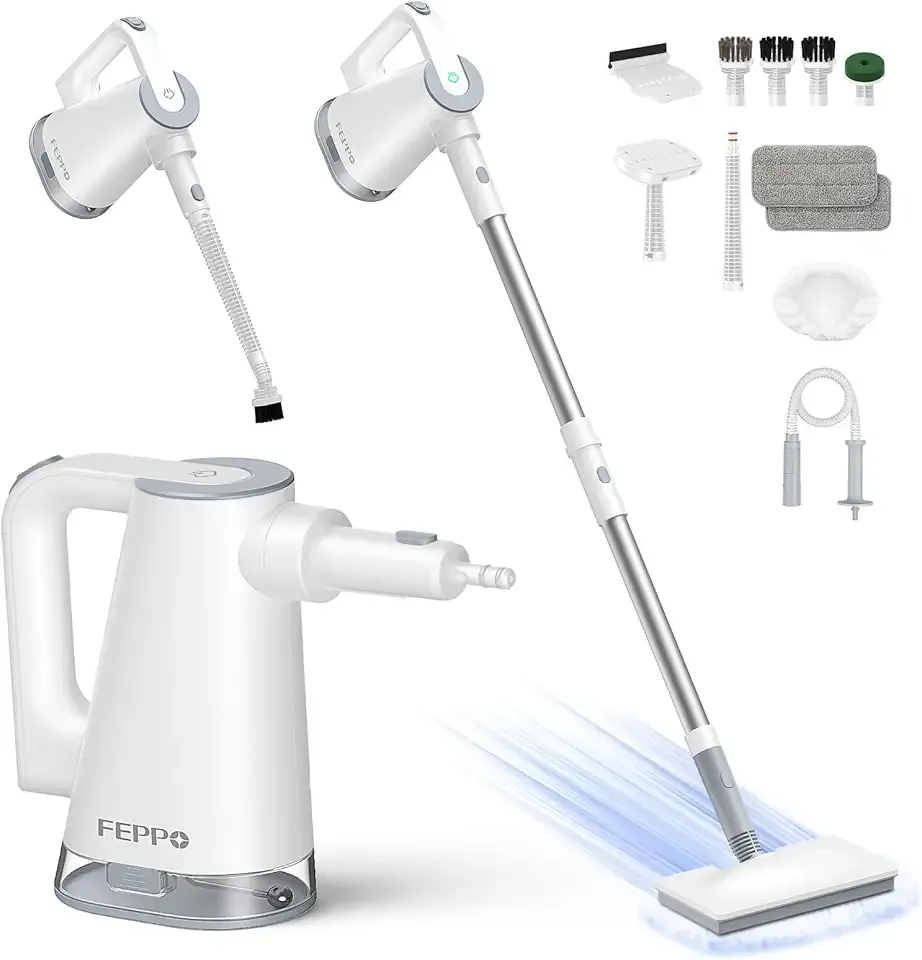 FEPPO Steam Mop & Detachable Handheld Steam Cleaner for Home and Floor Cleaning, 15s Heat-Up, 230°F Floor Steamer for Deep Cleaning with Multi-purpose Attachments Hardwood Floors, Tile,Grout,Furniture