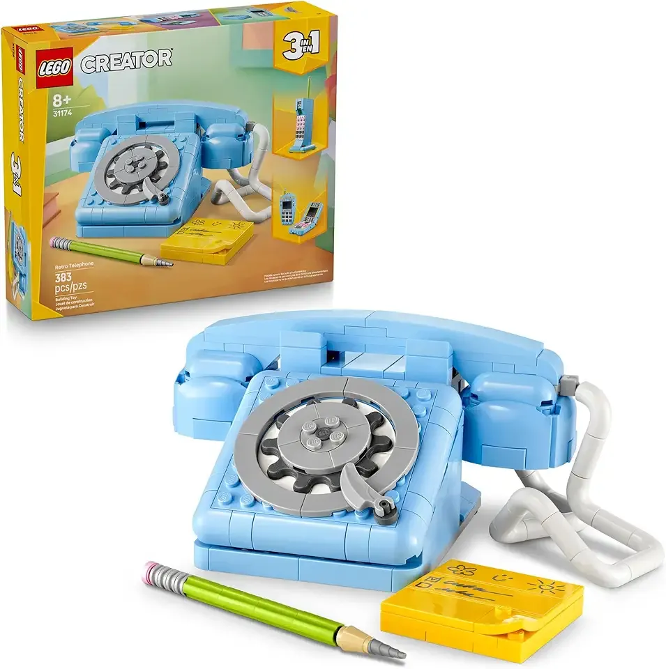 Creator 3 in 1 Retro Telephone Kids Toy - Home Decor for Bedroom or Kids Room - Building Toy and Learning Playset for Girls & Boys, Ages 8+ - Gift Idea for Birthdays or Special Occasions - 31174