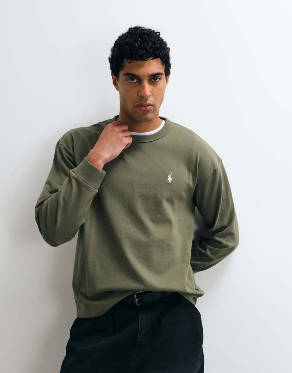 Polo Ralph Lauren heavyweight relaxed fit long sleeve t-shirt in khaki