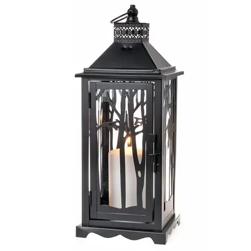 Laterne - schwarz matt - 35 cm hoch