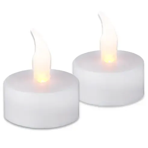2er-Set LED-Teelichter - weiß - Kunststoff