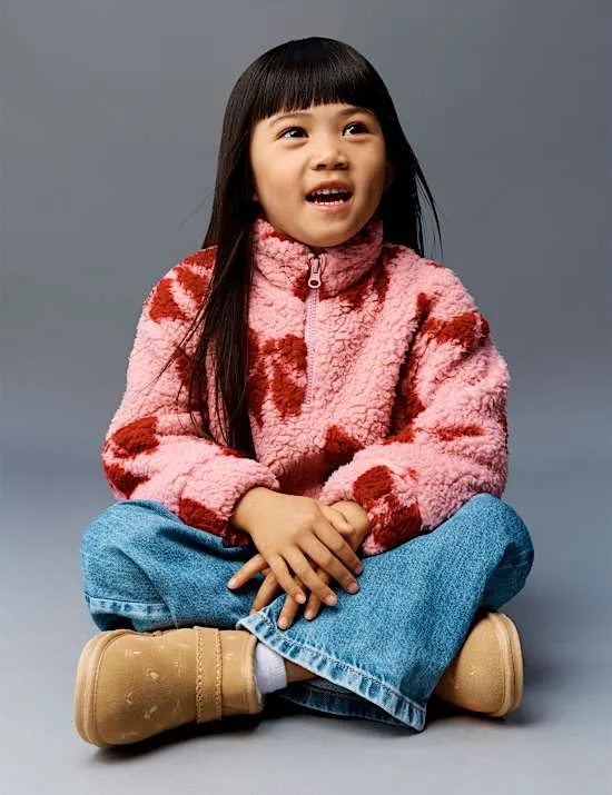 Jacke aus Borg mit Schleifenprint (2–10 Jahre)
