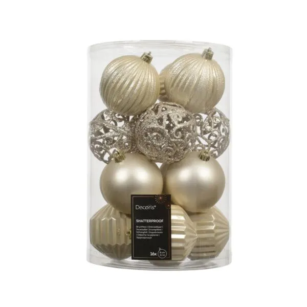 Decoris Shatterproof Kerstbal Parel 8cm Polystyreen