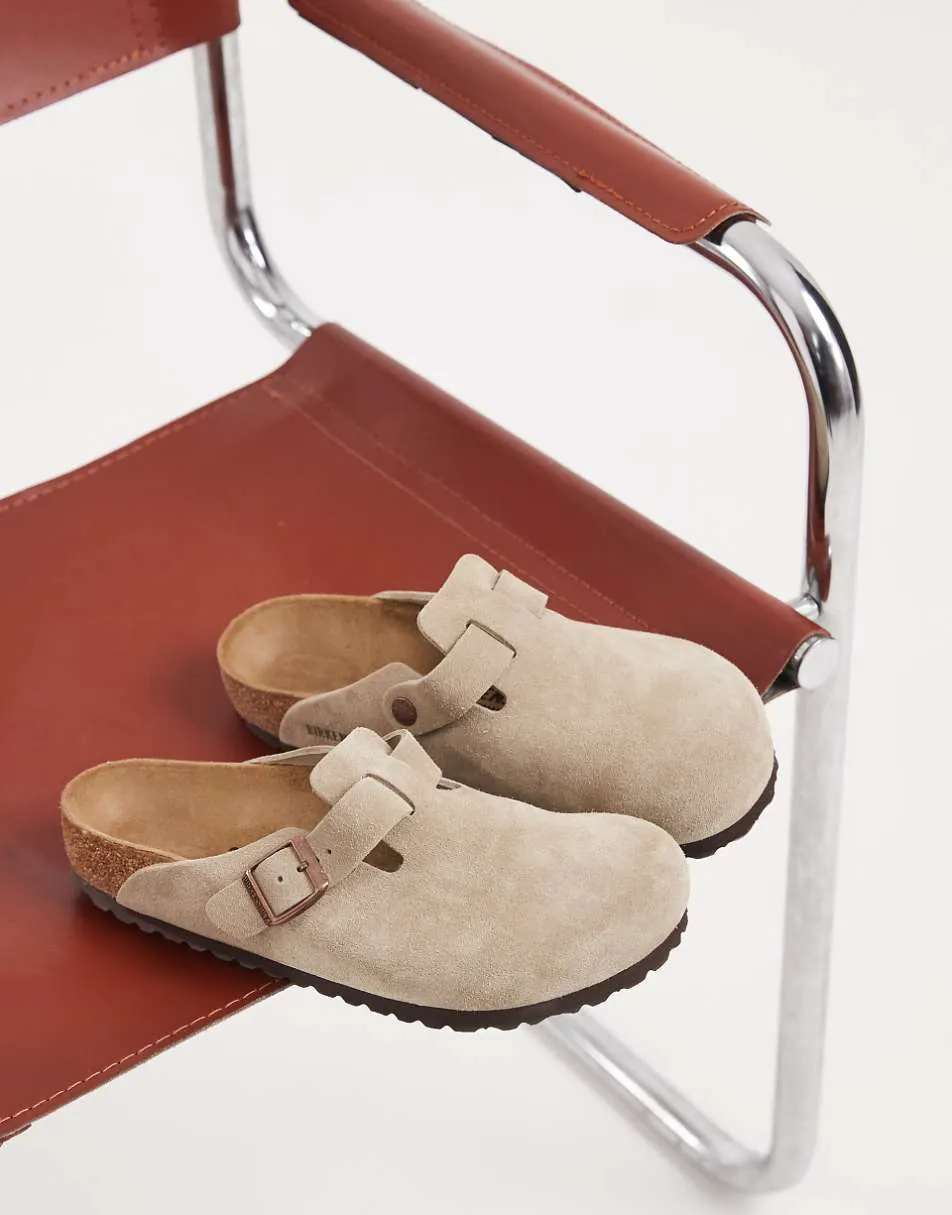 Birkenstock Boston regular fit clogs in taupe suede