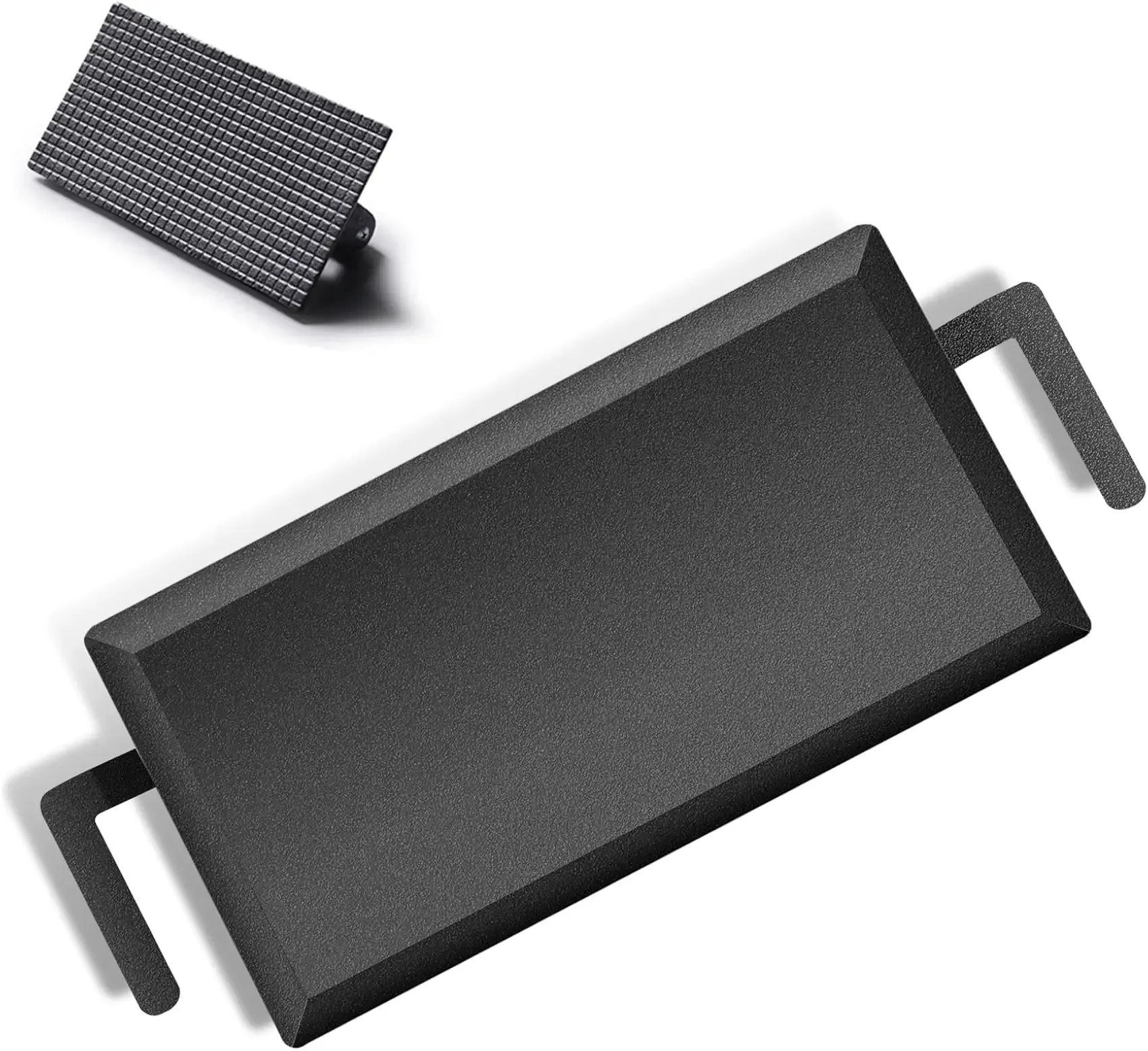 Universal Large Carbon Steel Griddle for Outdoor Gas Grill, Induction, Gas/Electric Stove, and Oven, Double Burner Griddle Comes with Grill Press, Pre-seasoned Nitride Coating Process