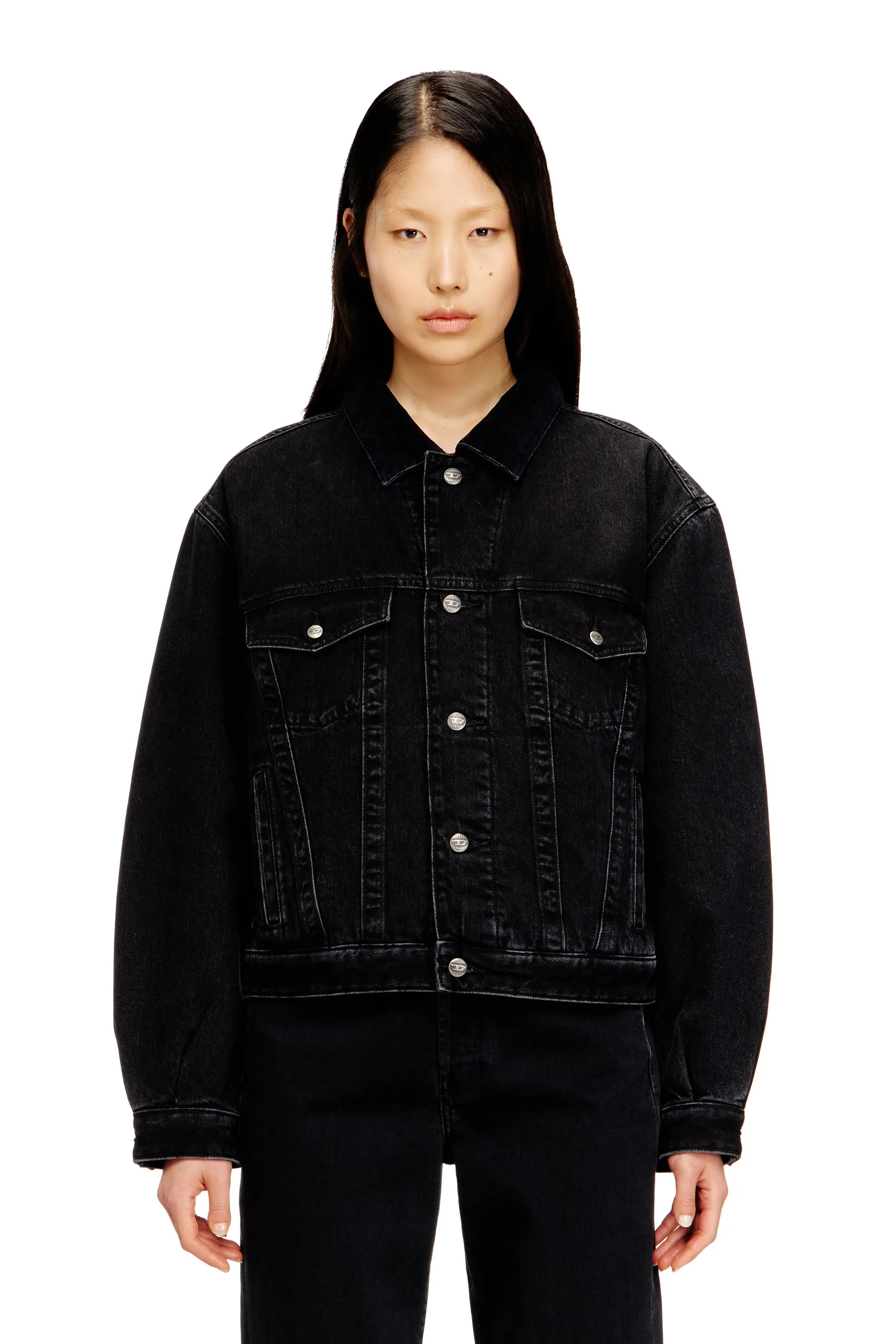 Padded trucker jacket in denim