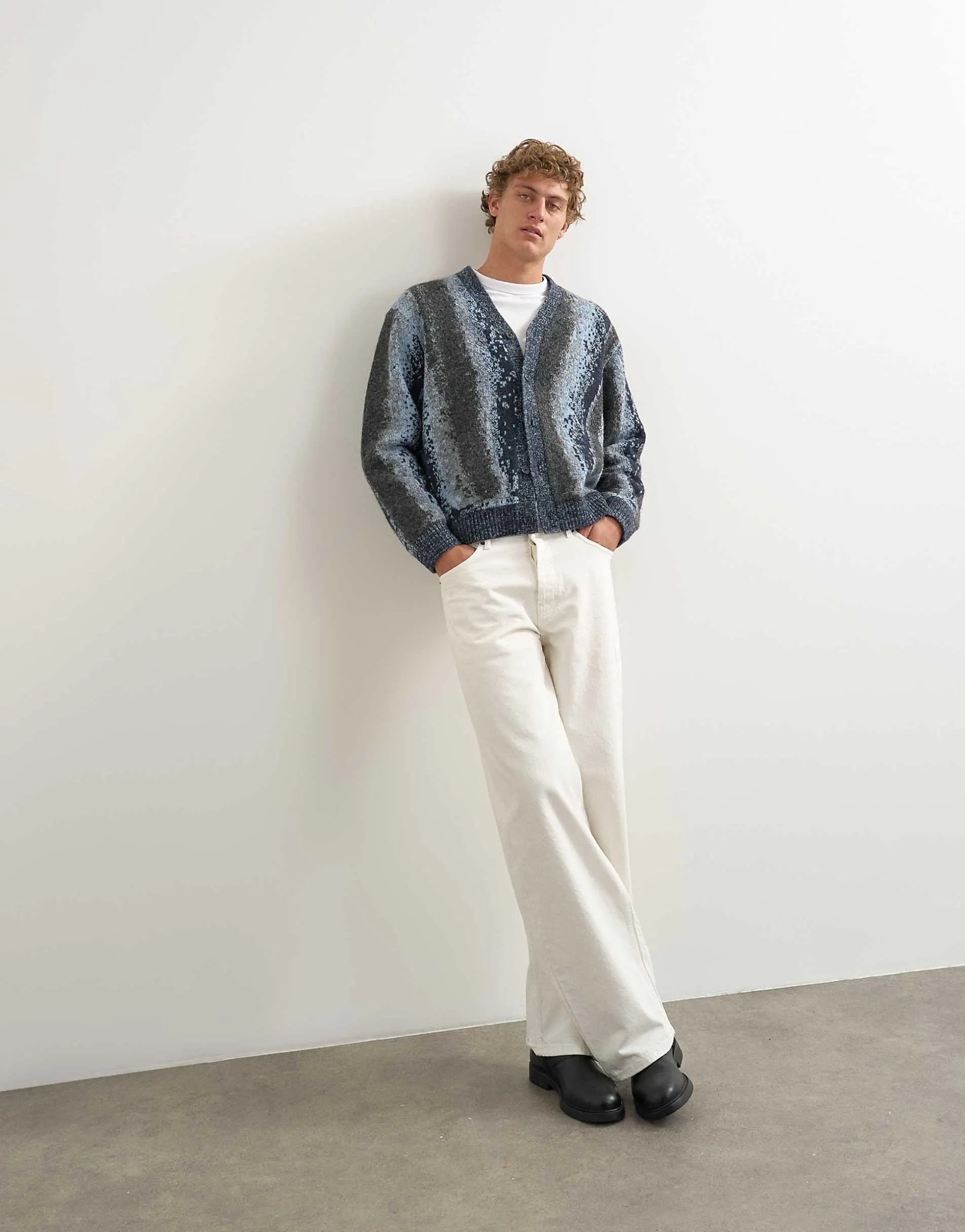 Topman rigid baggy fit jean in white