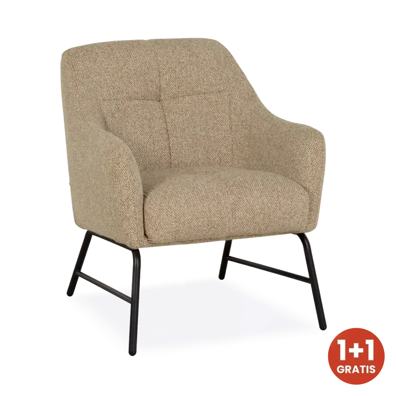 Fauteuil Malibu - stof Cayenne Bruin - pocketvering - poot zwart