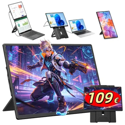 Blackview Table 9, 16 Zoll FHD tragbarer Monitor, 650g, SÜD , 360° Drehständer, Plug&Play, Kompatibel mit Mac/Win/Android