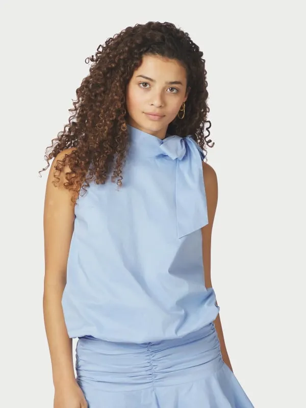 Veda Poplin Top Light Blue
