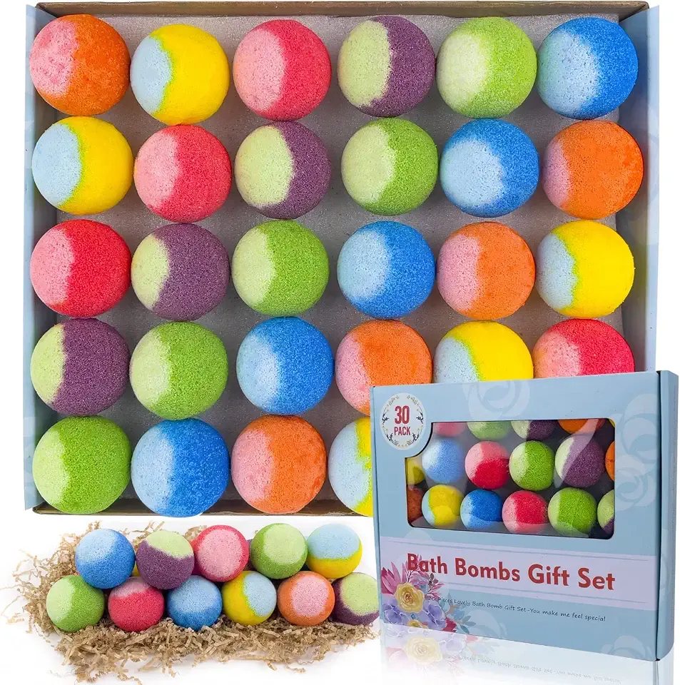 30 Pcs Bath Bomb Gift Set, Natural Organic Mini Bath Bombs, Handmade with Rich Fizz - Birthday Gift for Kids/Women/Men, Mother's Day, Ideal Gift for Valentine's Day