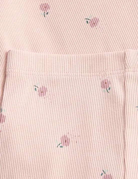 2-teiliges Jersey-Outfit mit hohem Baumwollanteil und Blumenmuster (0–3 Jahre)
