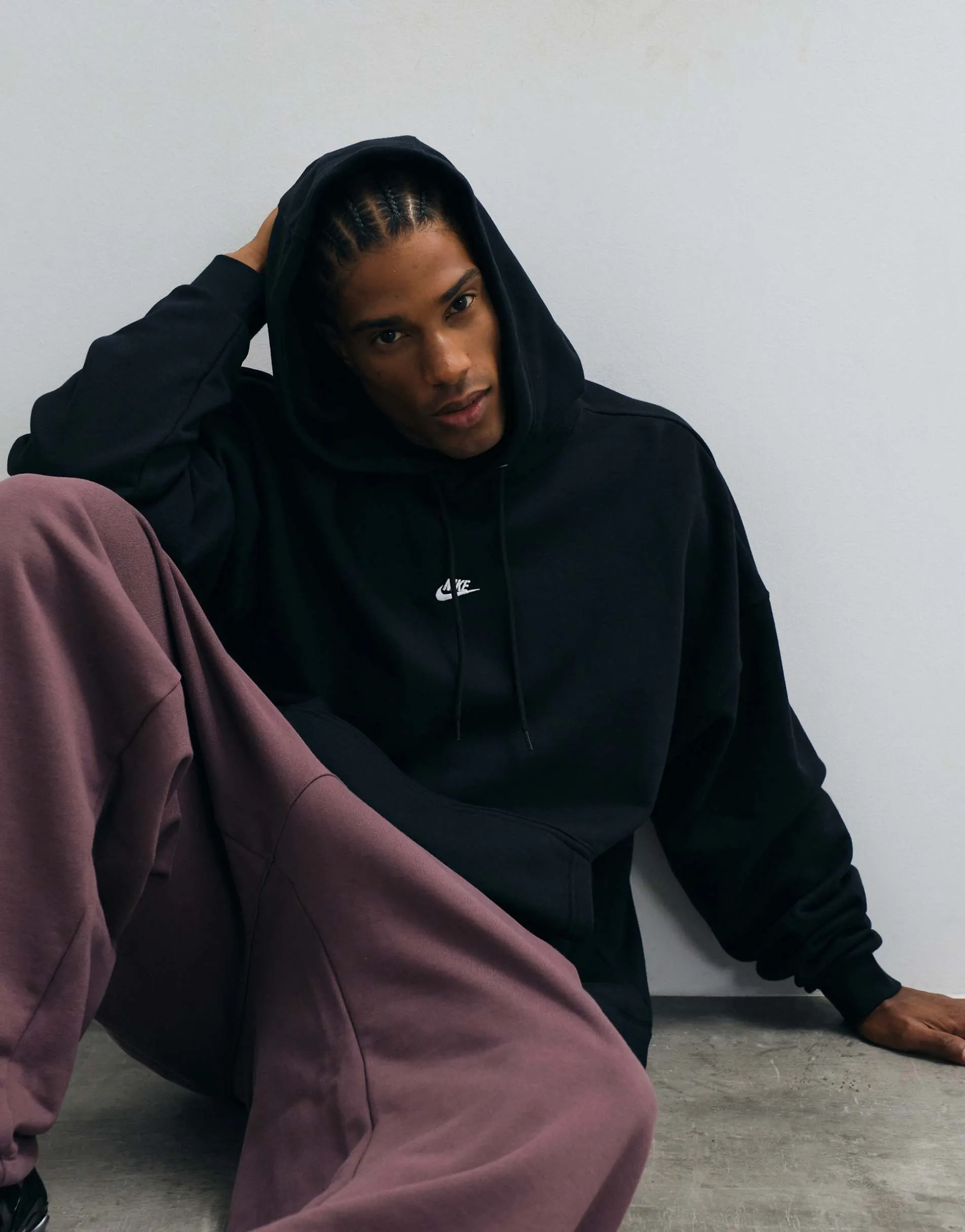 Nike Club French Terry oversized hoodie in black