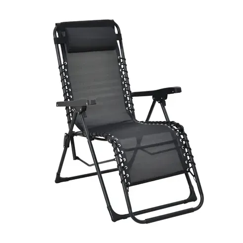 Gartenstuhl - schwarz - verstellbare Rückenlehne - 107 cm