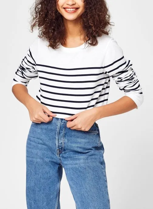 T-shirts met lange mouwen Marinière dames wit