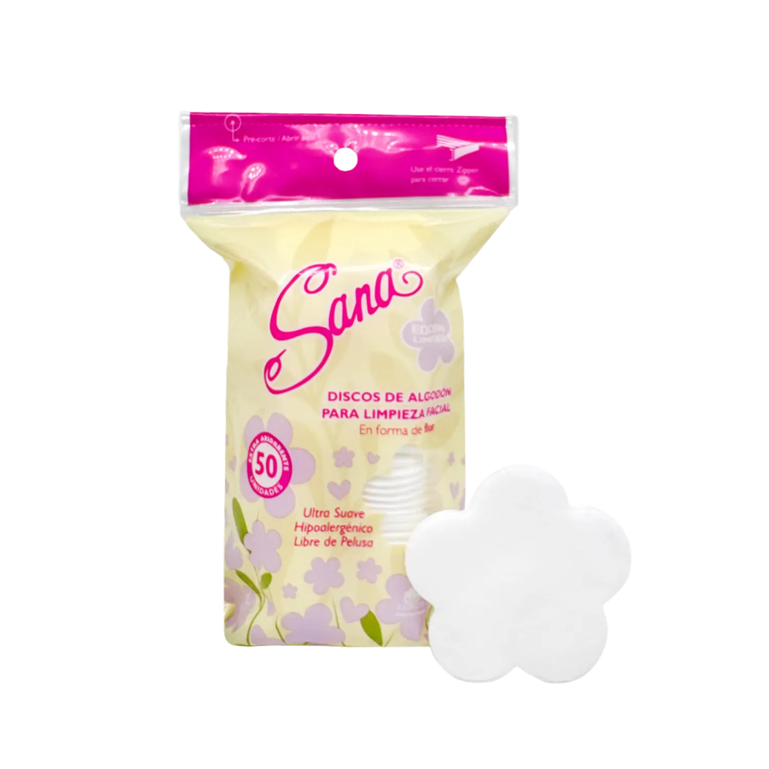 Discos Desmaquillantes Con Forma De Flor SANA x50 Uds