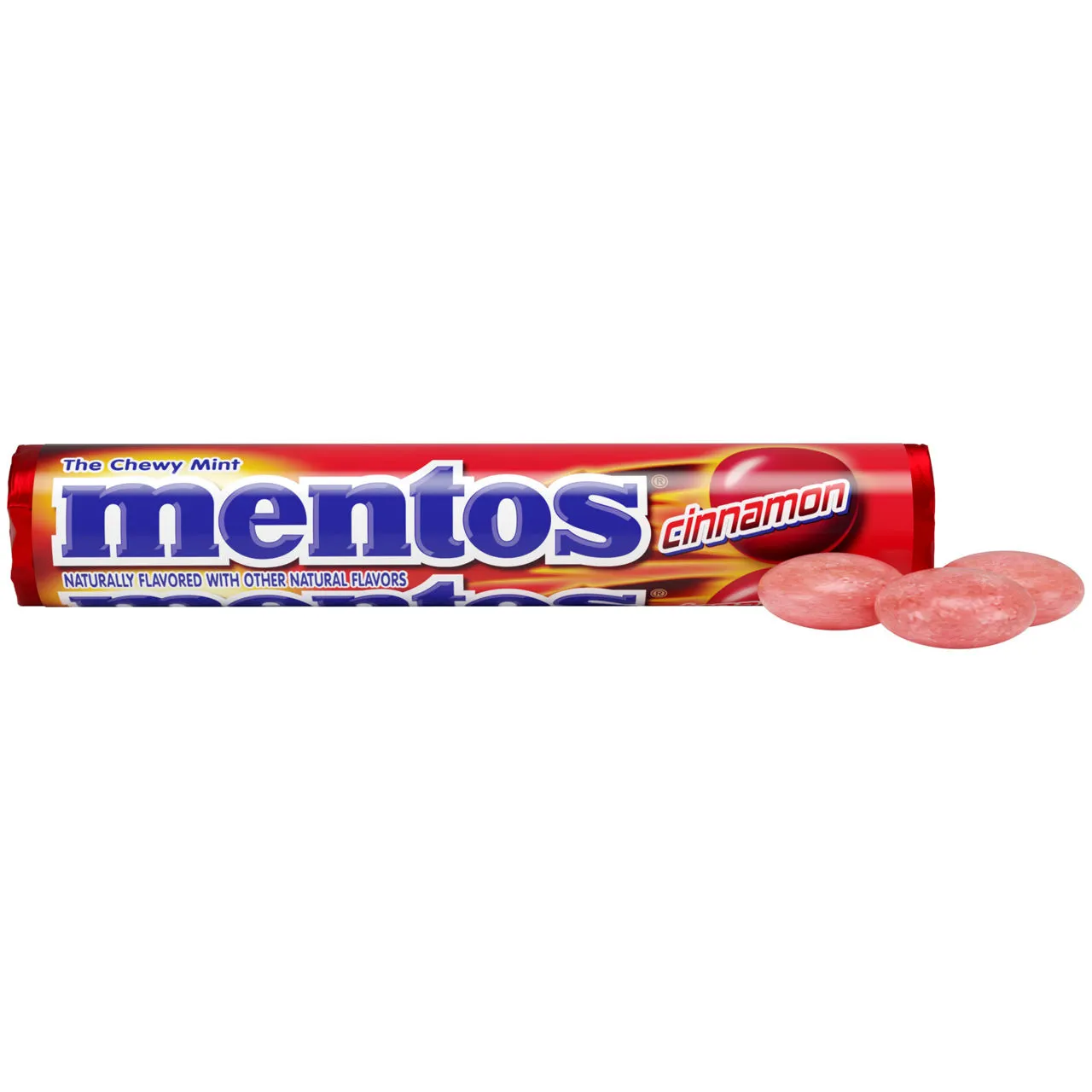 Mentos Chewy Mints Candy Roll, Cinnamon flavor, Non Melting, 1.05 ounces, 11 pieces