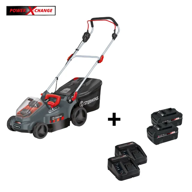 Tagliaerba a batteria STERWINS Powerxchange 36V L 37.5 cm, 2 batterie incluse
