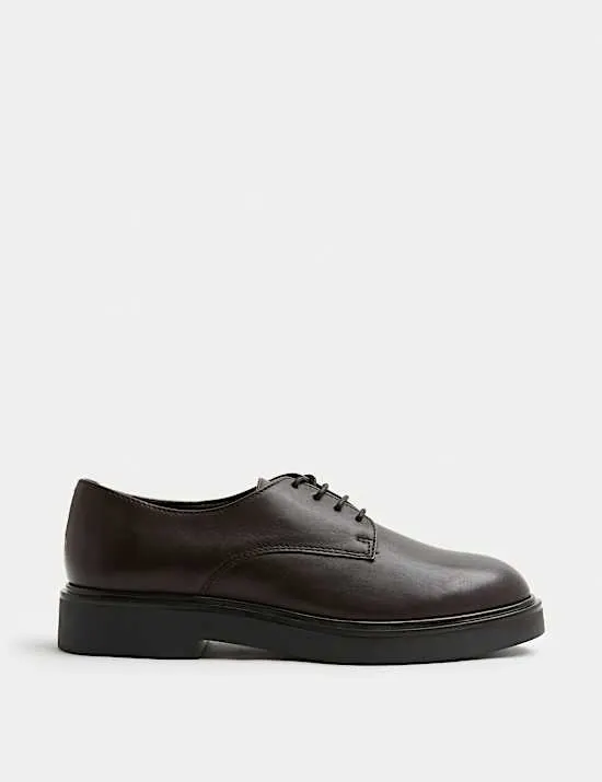 Leather Flat Lace Up Shoes