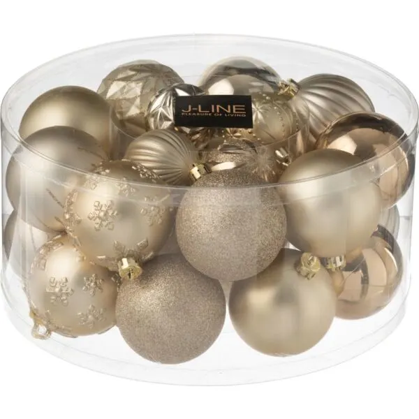 J-Line kerstballen set van 30 - beige/ecru - 31 cm
