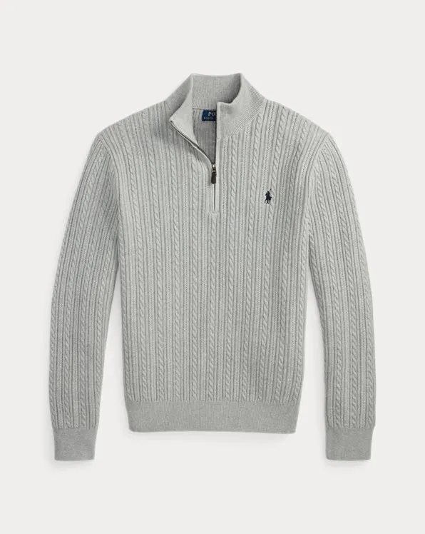 Cable-Knit Cotton Mockneck Jumper