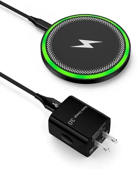 Wireless Charger Samsung S26, 15W Android Wire Less Charging Pad for Galaxy S25 Ultra S25+ S24, Fast Charging Station with Block for Google Pixel 10 Pro XL/9a Android iPhone 17 16 Cargador inalámbrico