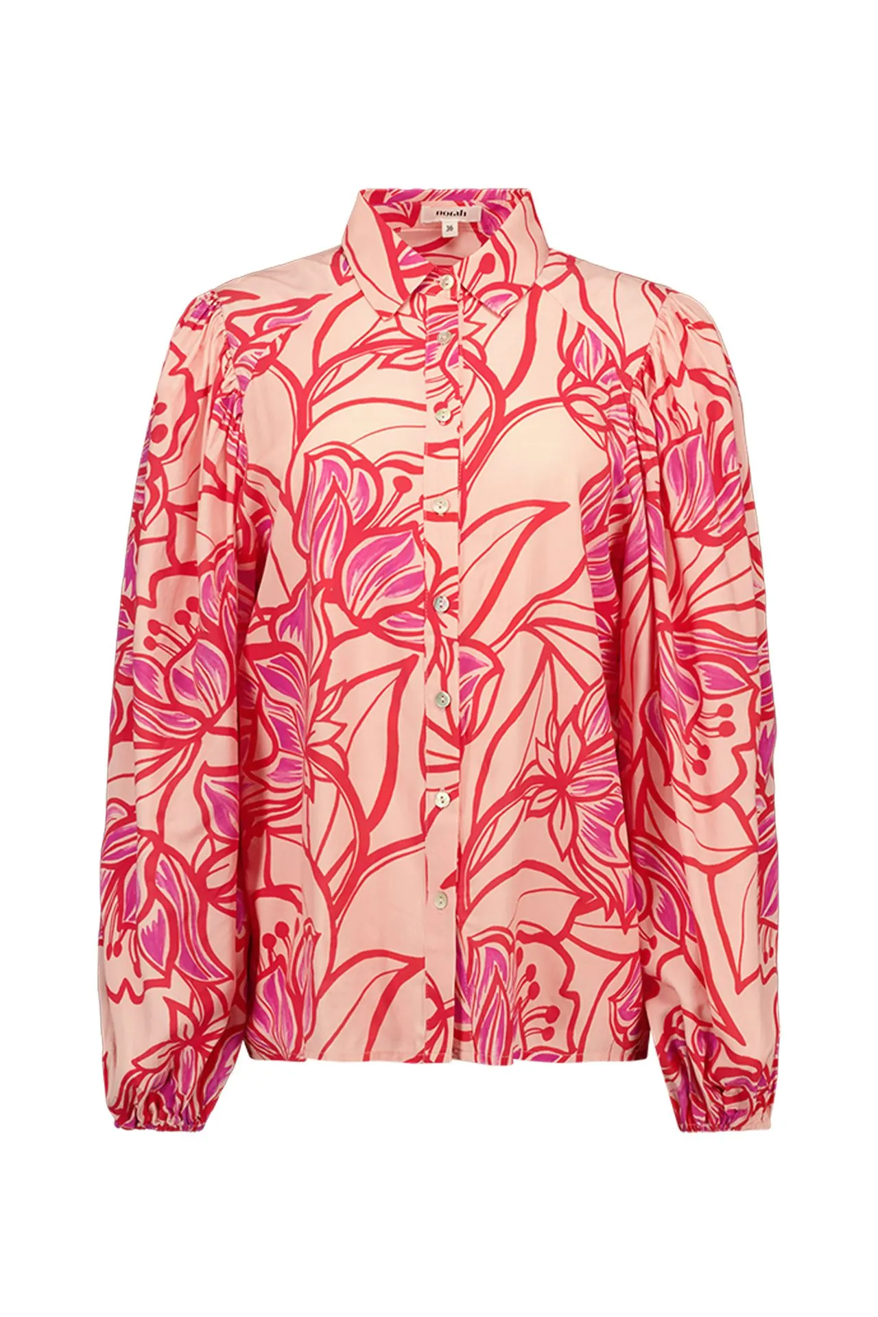 Lichtroze blouse met bloemen
