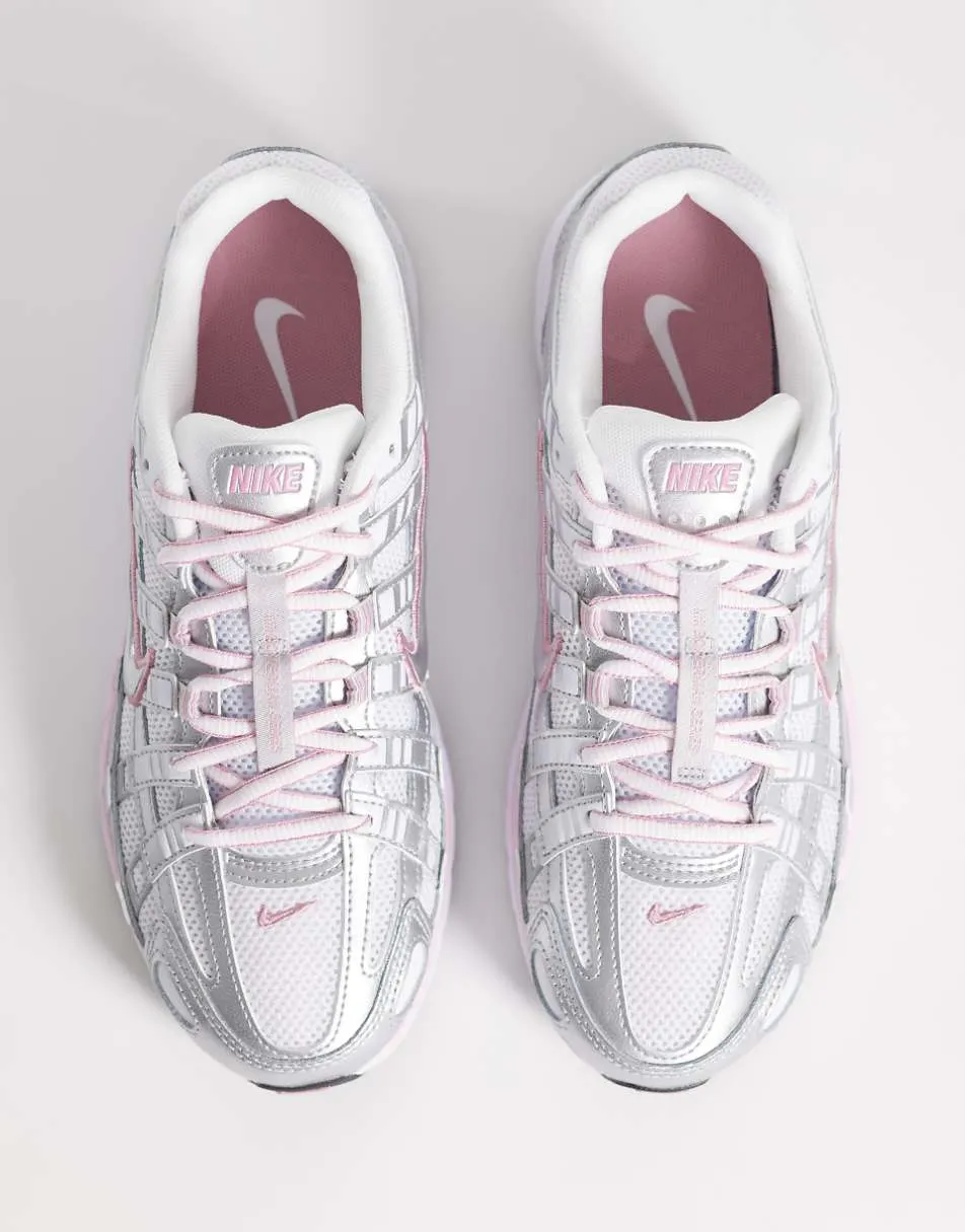 Nike P-6000 unisex trainers in silver and pink