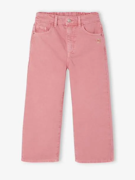 Pantalon fille large couleur - rose