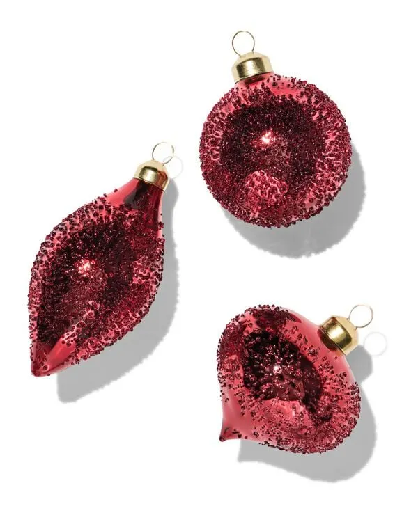 kerstballen glas rood - 3 stuks