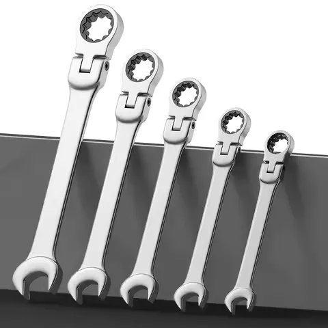 Ratcheting Wrench Set,Combination Spanner kit, Chrome Vanadium Steel Hand Tools Socket Key Ratchet Wrench set with Canvas Bag