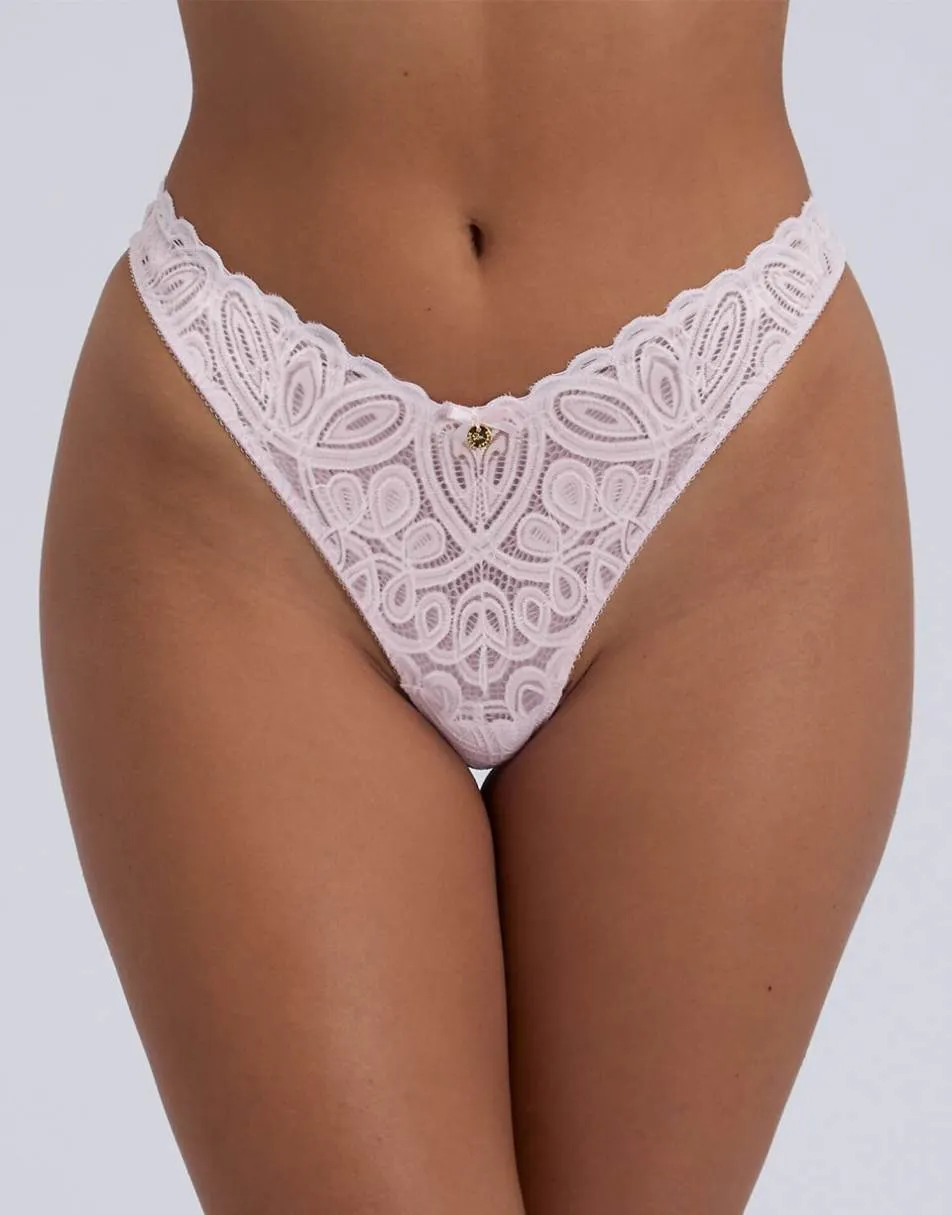 Boux Avenue Carmel floral lace thongs soft flattering knickers in blush pink
