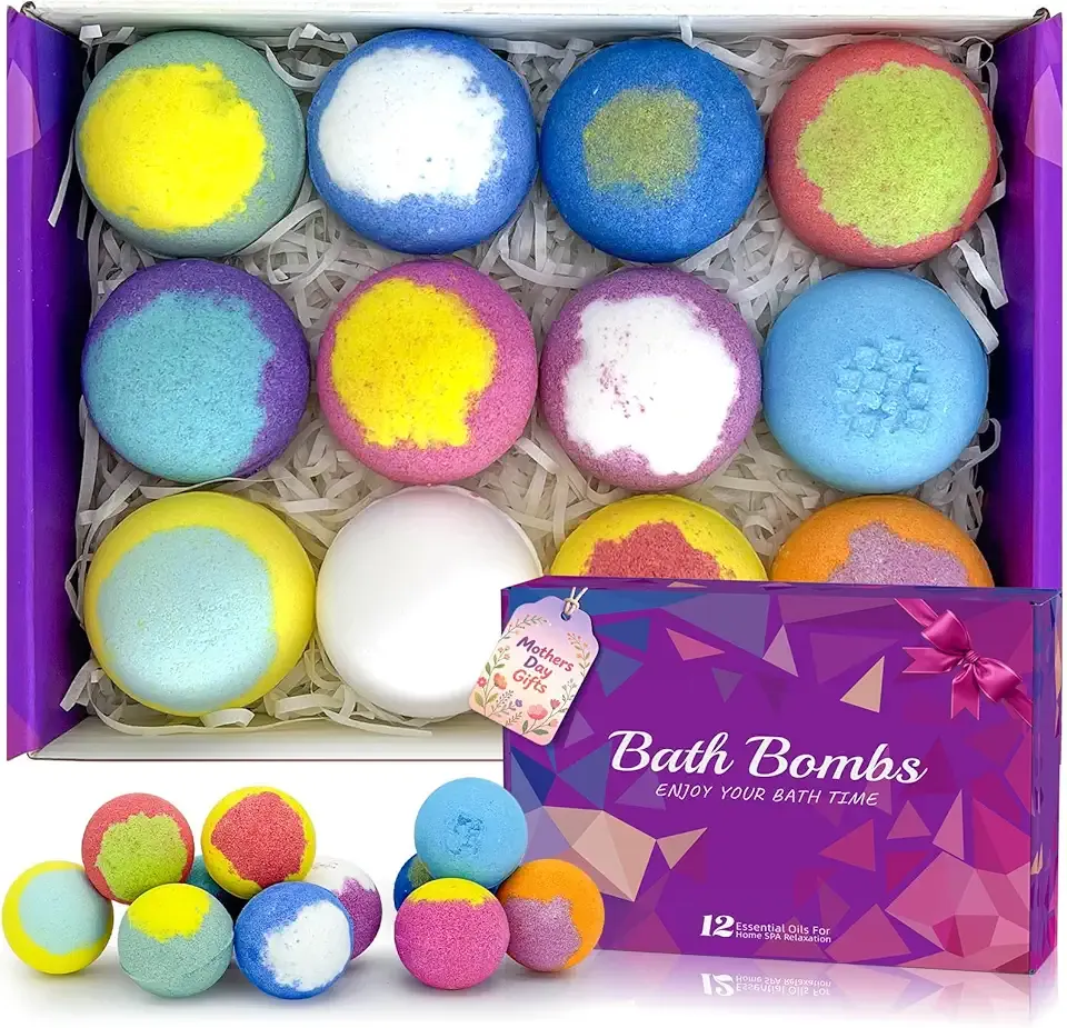 Bath Bombs for Women Gift Set 12 Pack Natural Relaxing Bath Bombs for Her，Aromatherapy Bubble Bath & Fizzy, Handmade Birthday Mothers Day Gifts for women Mom Gifts idea For wife/Teens, girlfriend,Kids