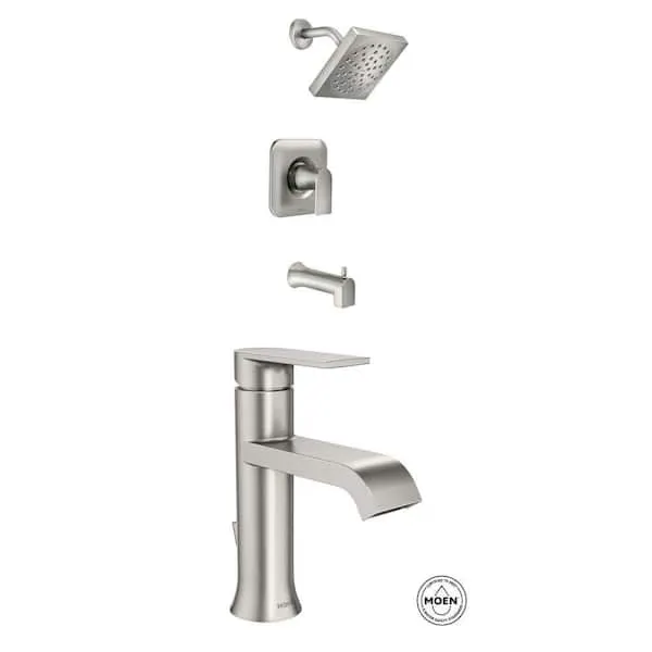 MOEN Genta Brushed Nickel Bathroom & Tub/​Shower Faucet Combo (Valve Included)​