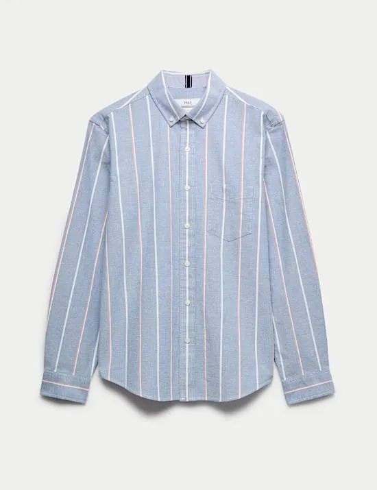 Cotton Rich Striped Oxford Shirt