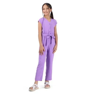Jumpsuit Fantastic Niña Diseño Liso Cinturón Al Tono