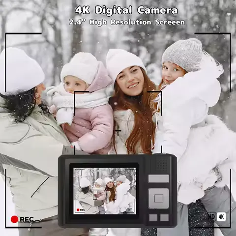 4K Digital Camera for Photography, 48MP Vlogging Camera for YouTube 16X Digital Zoom, Anti-Shake, Compact Point and Shoot Camera for Teens Beginners, Christmas Birthday Gift