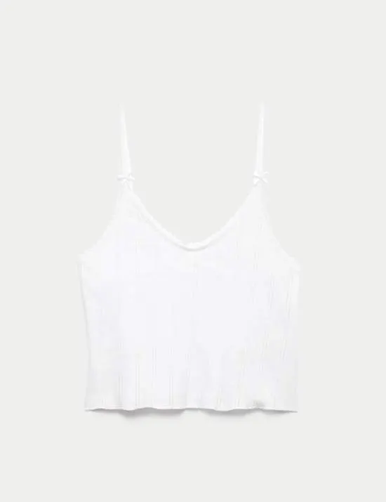 Pure Cotton Pointelle Cami Pyjama Top