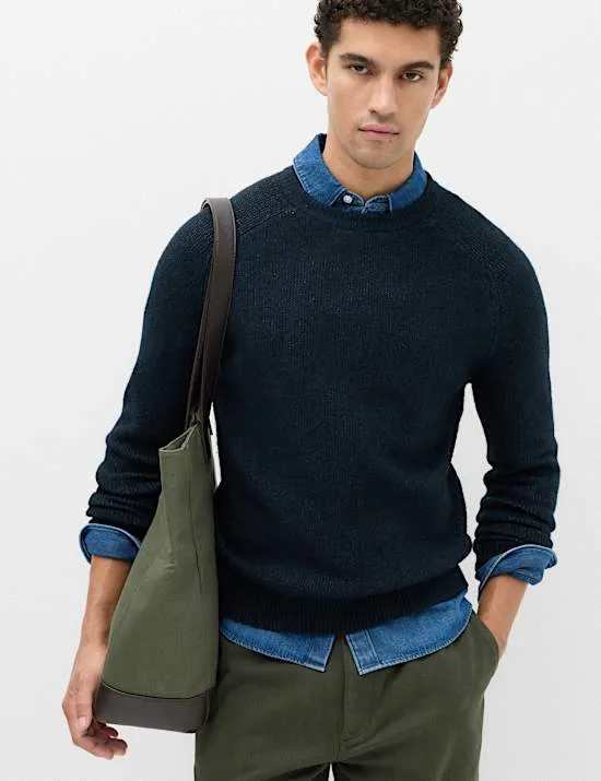 Superweicher Pullover mit Rundhalsausschnitt und Wollanteil