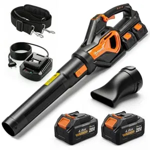 Soffiatore/aspiratore per foglie a batteria da 20 V con 2 batterie da 4,0 Ah e caricabatterie, funzione turbo, velocità di soffiaggio di 162,7 km/h