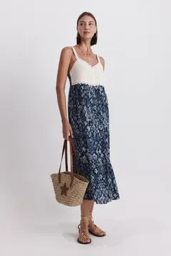 Vestido midi estampado crochet