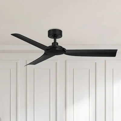 Lochwood 52-in Matte Black with Matte Black Blades Covered Outdoor Ceiling Fan Without Light and Wall Control Included 3 -Blade