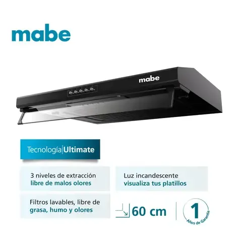 Campana Extractora 60cm Mabe CMU6020PB0 Negro