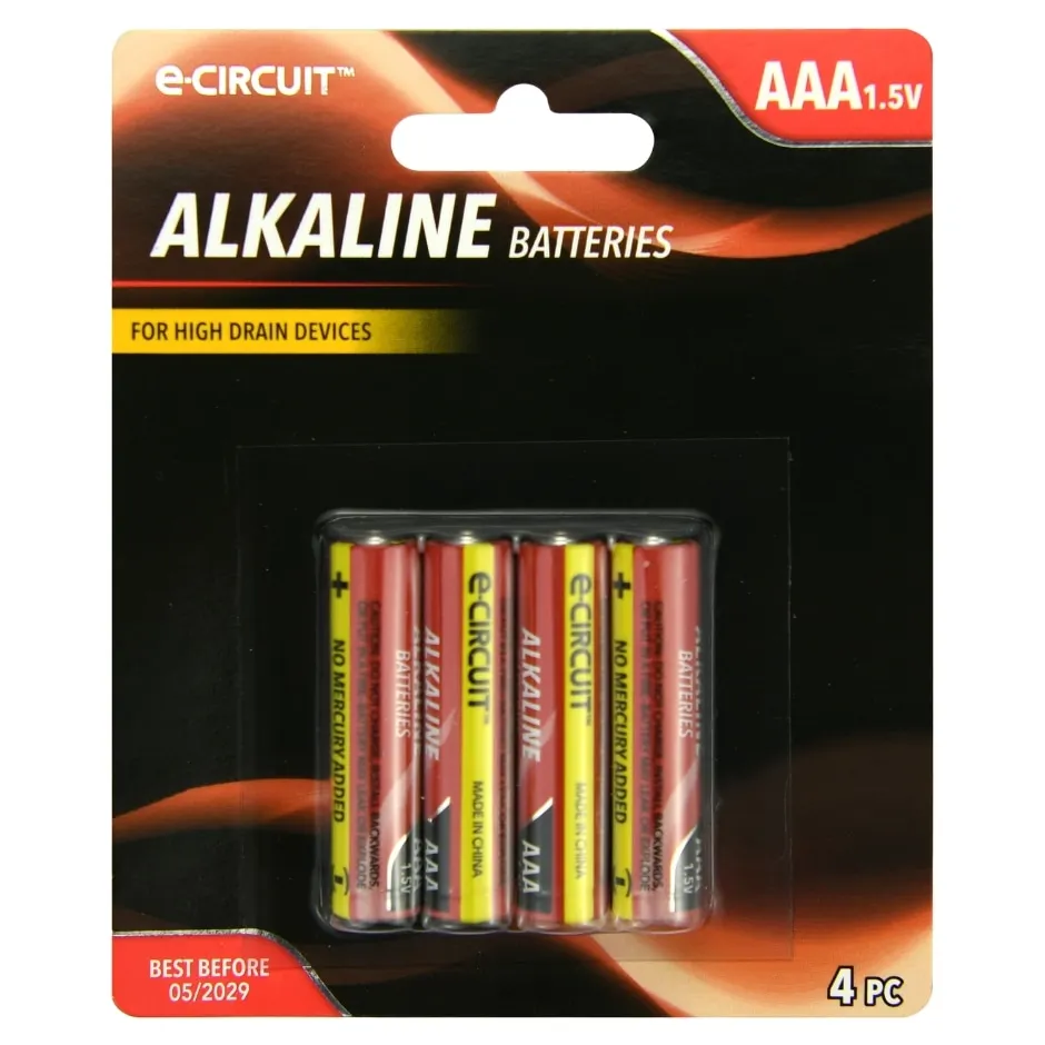 e-Circuit Alkaline AAA Batteries, 4 pk.