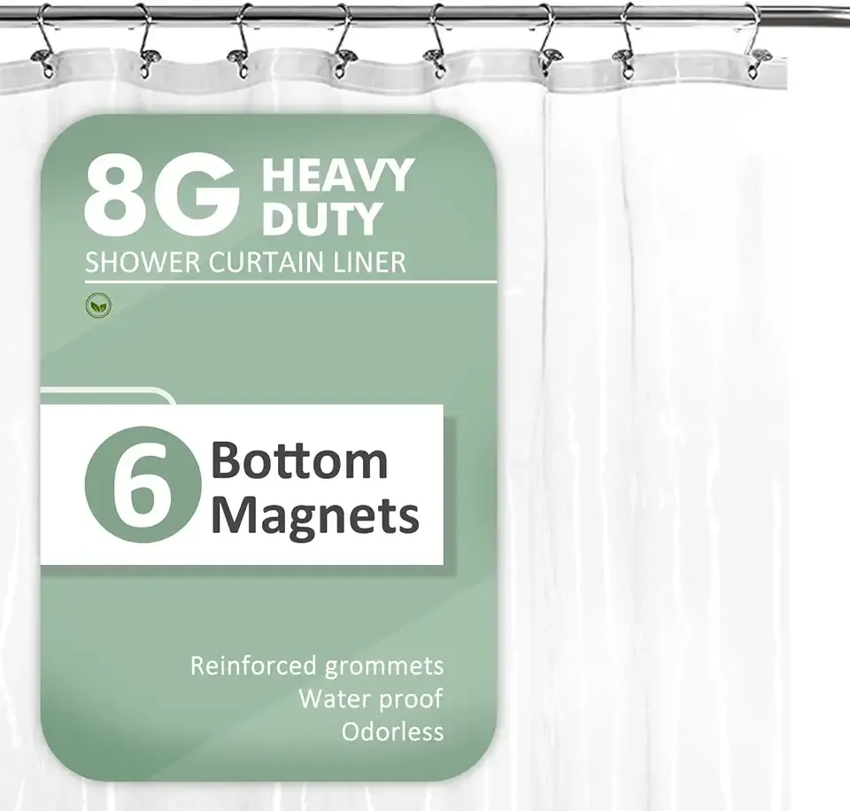 Barossa Design Extra Long Shower Curtain or Liner 84 Inch, Clear, 72x84