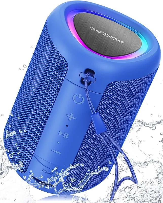 Portable Bluetooth Speaker Beach Essentials: Powerful Crystal Clear Sound/Dynamic Light/IPX5 Waterproof/All Day Playtime/Wireless BT 5.3/TWS Paring, Mom Gifts, Outdoor|Travel|Camping|Pool Accessories