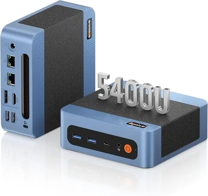 BOSGAME E5 Plus Mini PC Ryzen 5400U, 8GB Upgradable RAM 256GB SATA SSD