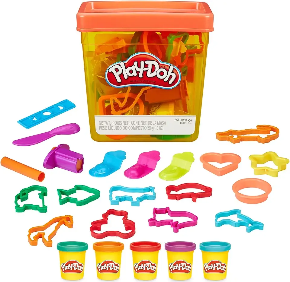 Play-Doh Fun Tub Set, 19 Accessories & Reusable Storage Container, Preschool Toys, Kids Arts & Crafts, Christmas Stocking Stuffer Gifts, Ages 3+ (Amazon Exclusive)