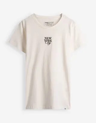 T-shirt - Scritta - Bianco sporco